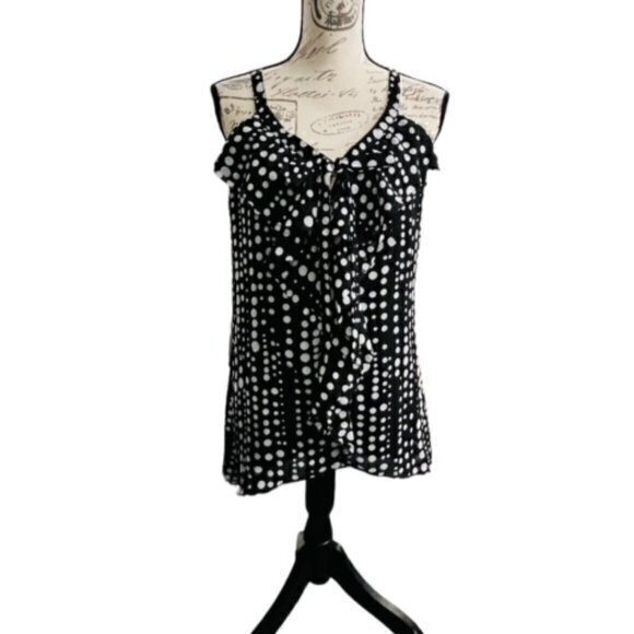 White House Black Market Tops - WHITE HOUSE BLACK MARKET Women Polyester Tank Top High Low Hem Polka Dot Lined S